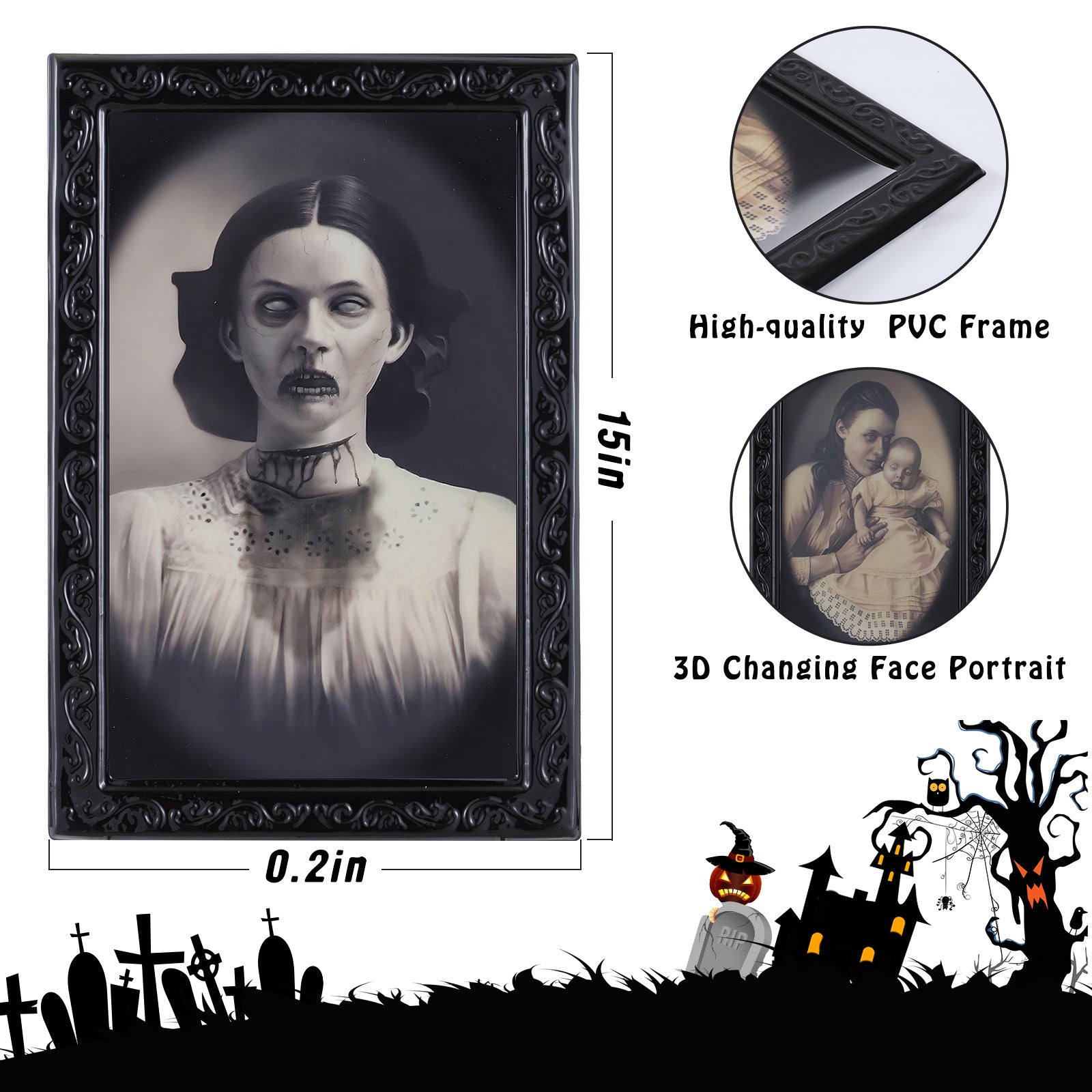 Halloween 3D Picture Moving Picture Frame Portrait Decor-Seasonal & Holiday Decorations-LifeGetsEasy