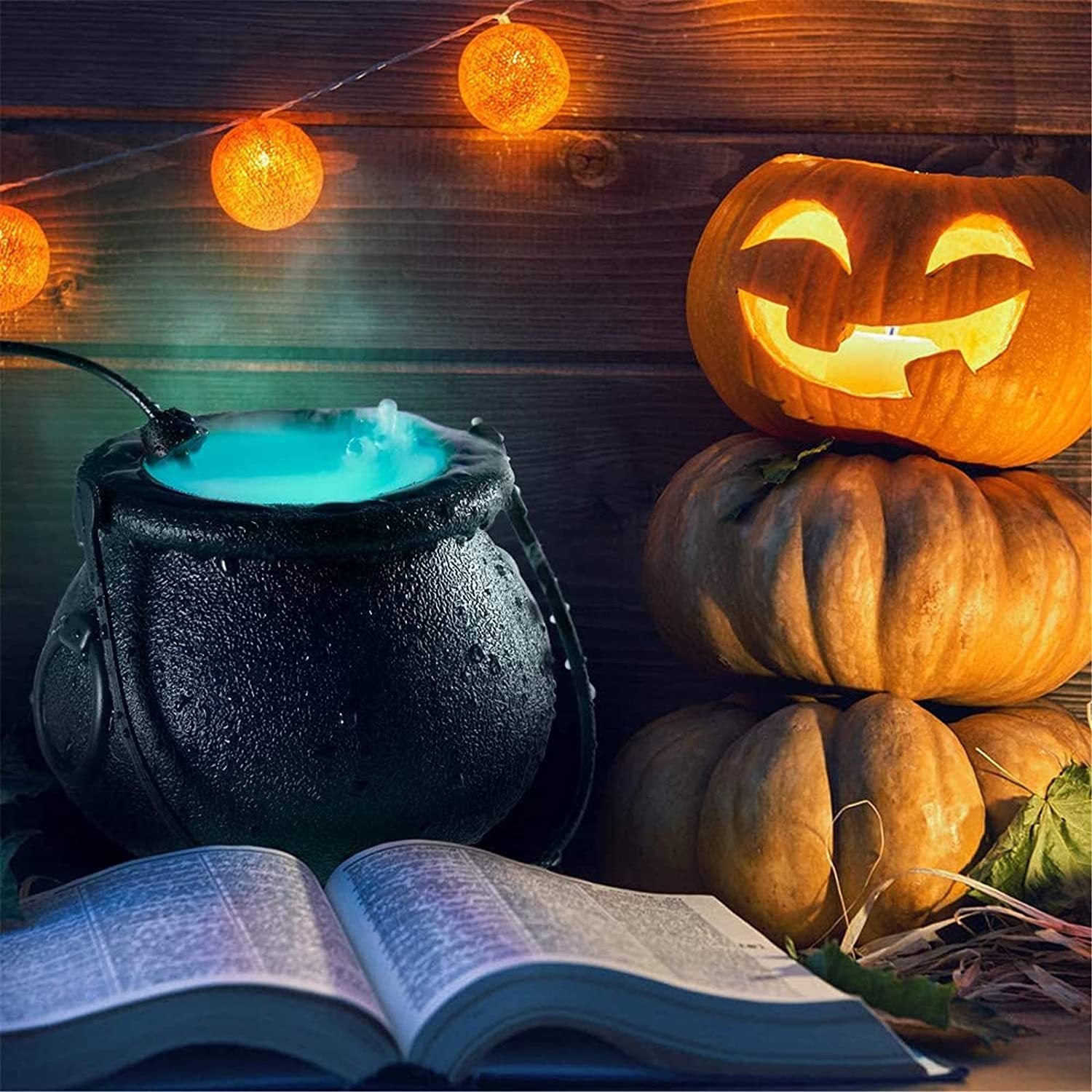 Halloween Pumpkin Smoke Witch Bucket Color Changing Lights-Seasonal & Holiday Decorations-LifeGetsEasy