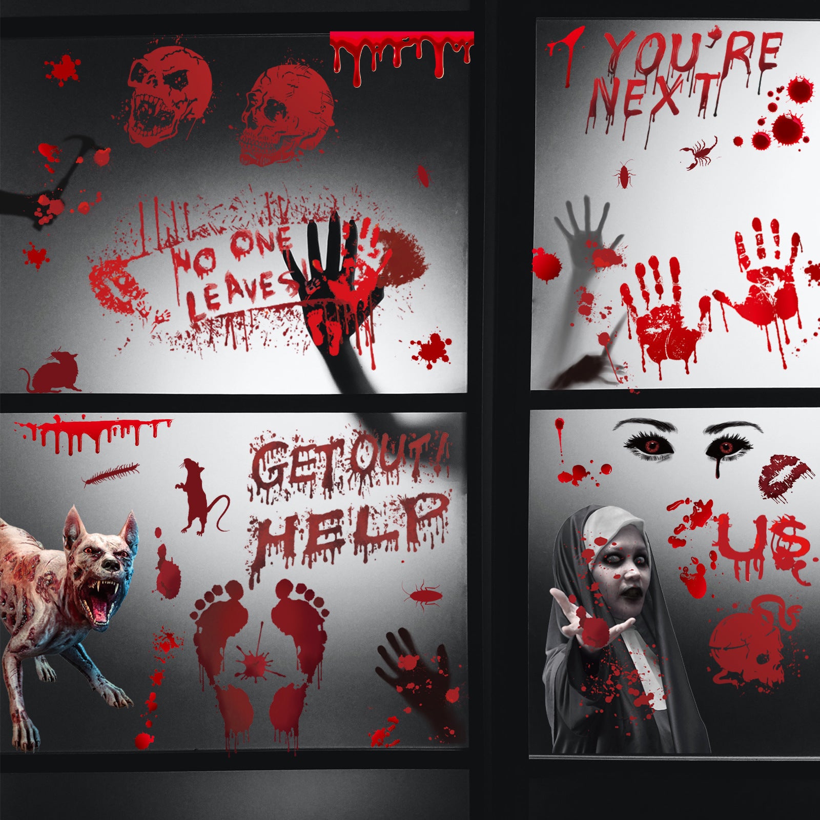 Blood Hands And Feet Skull Horror Halloween Stickers-Stickers-LifeGetsEasy