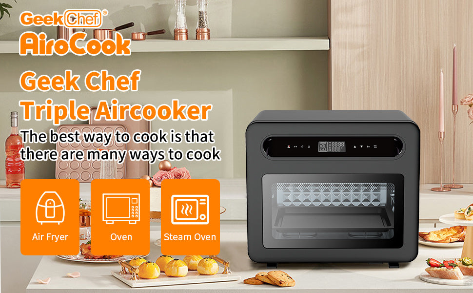 Geek Chef Steam Air Fryer Toast Oven Combo 26 QT 50 Cooking Presets Turkey Pizza Chicken-Air Fryer Oven-LifeGetsEasy
