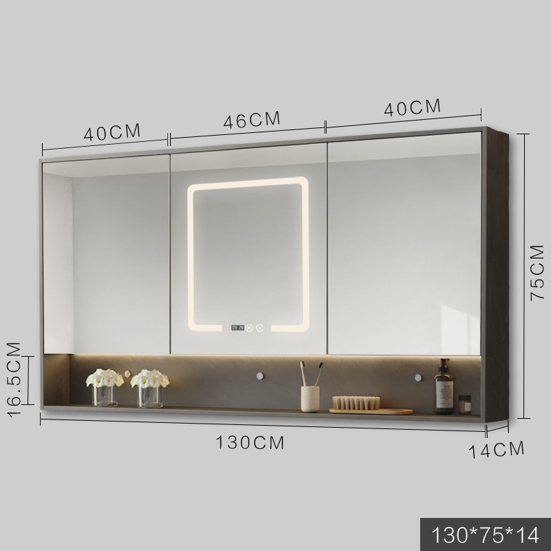 Smart Bathroom Cabinet With Led Lights Anti-fog Hanging Wall Time Display Temperature Adjustment-Bathroom Mirror-LifeGetsEasy