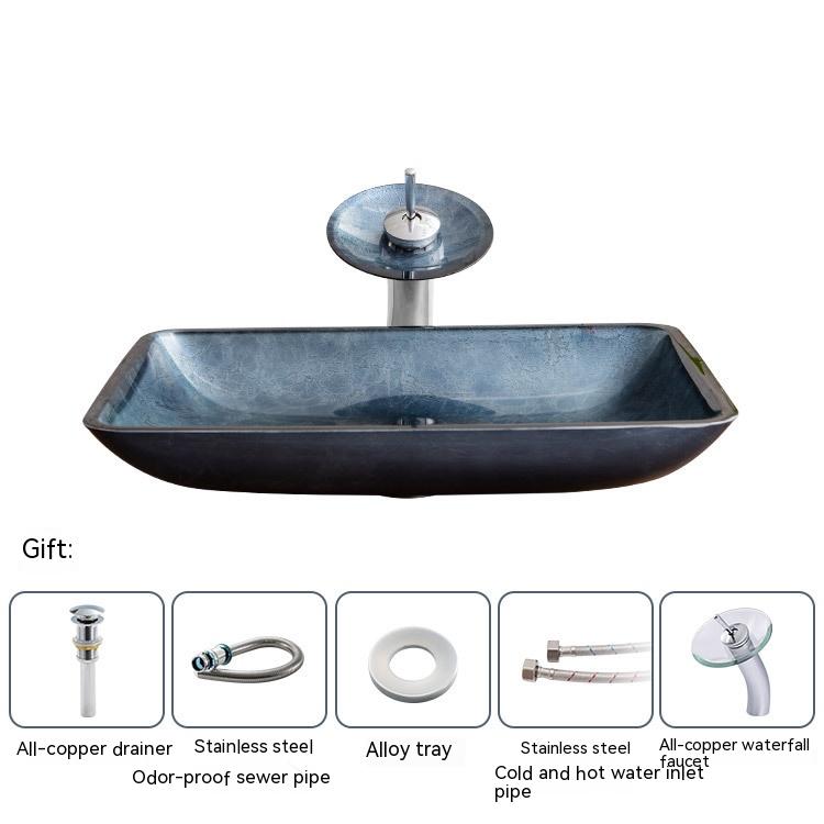 Pure Color Bathroom Tempered Glass Table Hand Washing Sink-Sink-LifeGetsEasy