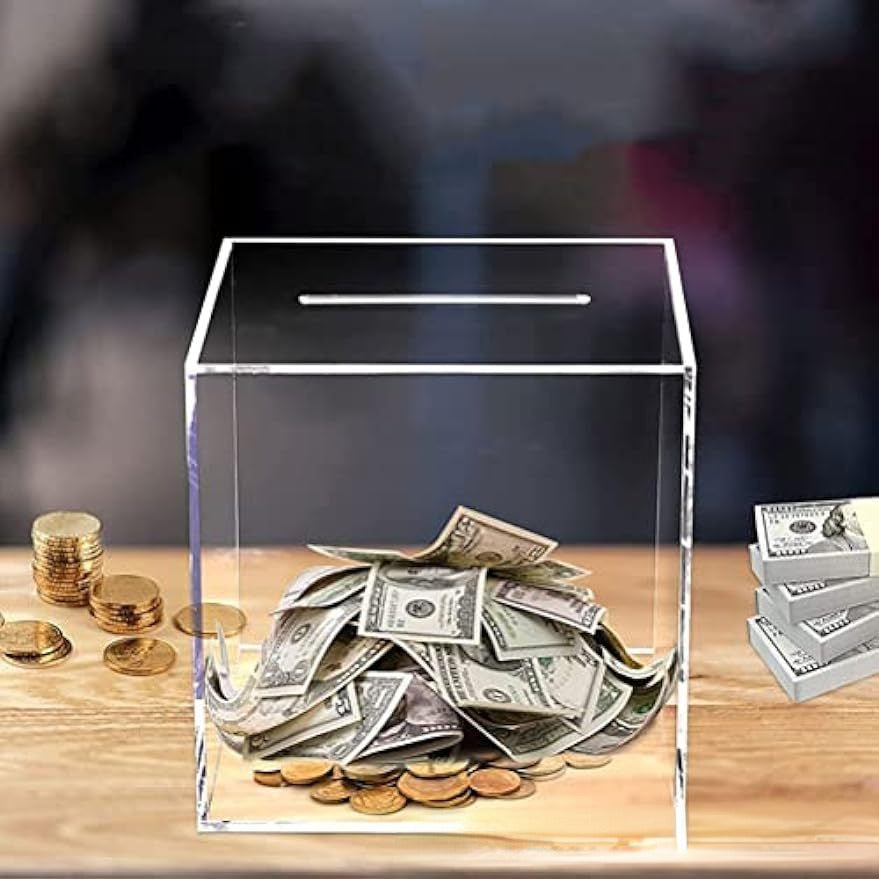 Transparent Acrylic Clear Unopenable Money Bank-Money Bank-LifeGetsEasy
