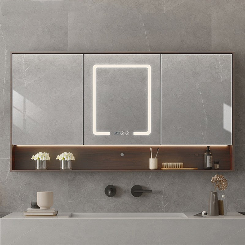 Smart Bathroom Cabinet With Led Lights Anti-fog Hanging Wall Time Display Temperature Adjustment-Bathroom Mirror-LifeGetsEasy