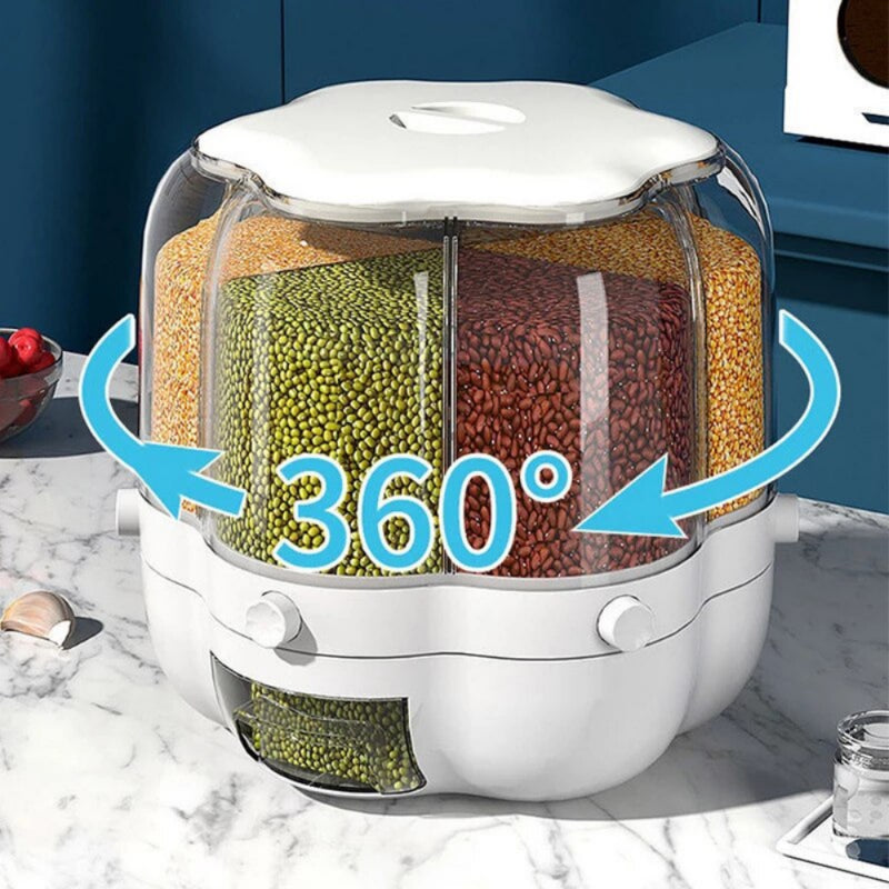 Large Food Storage Container 360 Rotating Rice Barrels Sealed-Kitchen Appliances-LifeGetsEasy