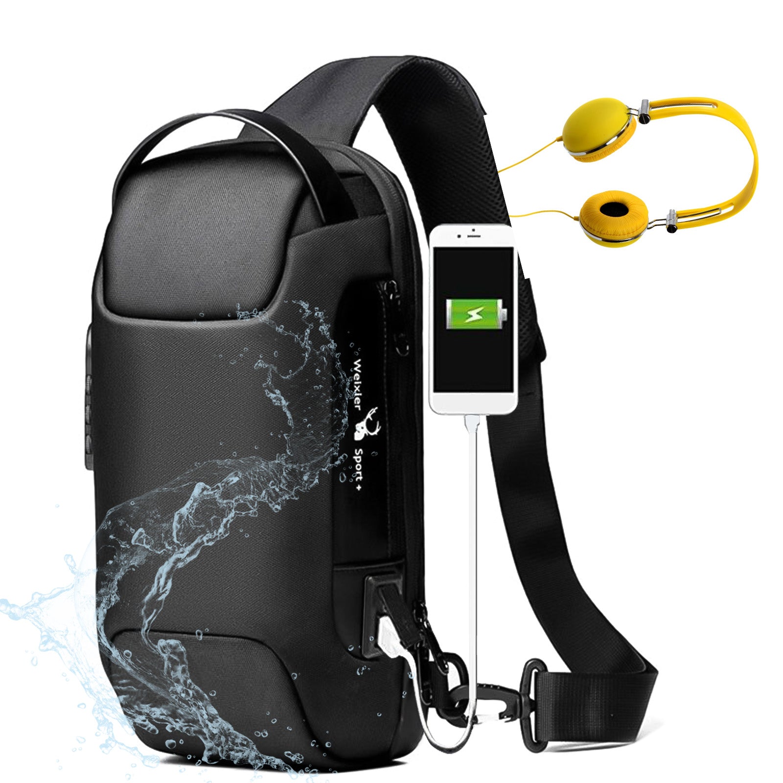 Waterproof USB Anti-theft Bag Men Oxford Crossbody Shoulder Bag-Collar-LifeGetsEasy