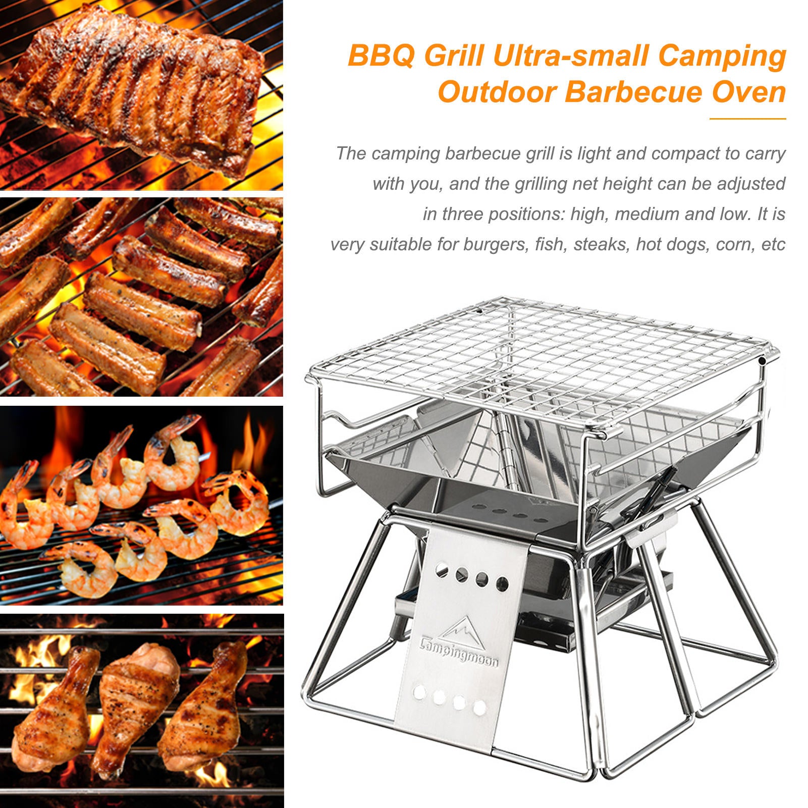 OutDoor Portable Stainless Camping Steel BBQ Grill Non-stick Surface-Seasonal & Holiday Decorations-LifeGetsEasy