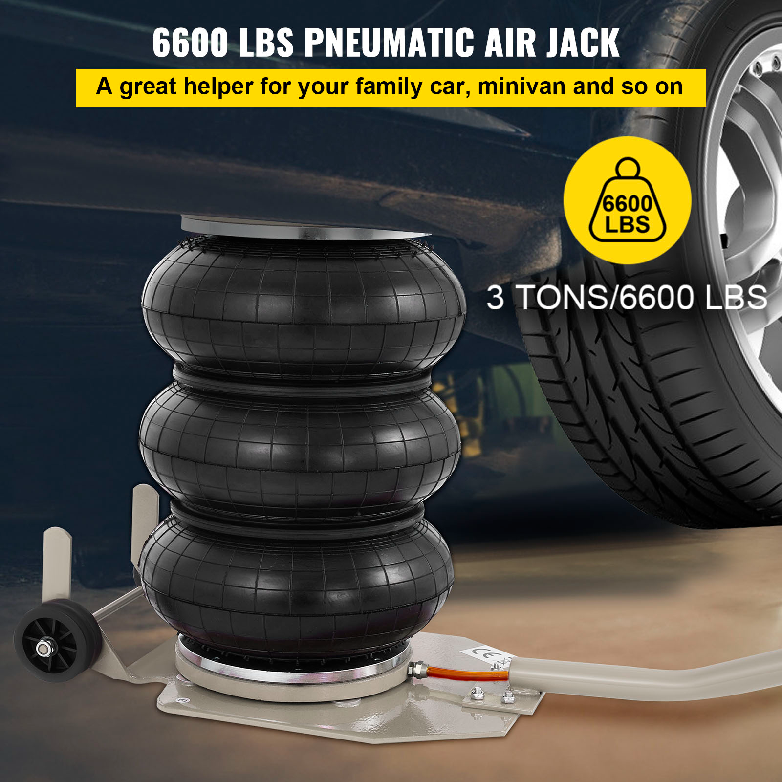 Car/Truck Triple Bag Air Jack Stand 3/5 Ton-Car Parts-LifeGetsEasy